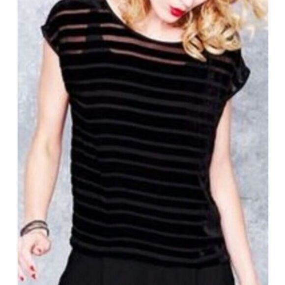 Eileen Fisher Petite Black Burnout Stripe Top | PS/PP Sleeveless Minimalist - Picture 2 of 2